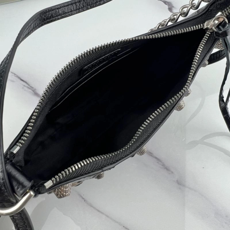 AllSeason Balenciaga Le Cagole Mini Cracked Black with Silver Buckle Bag 78826