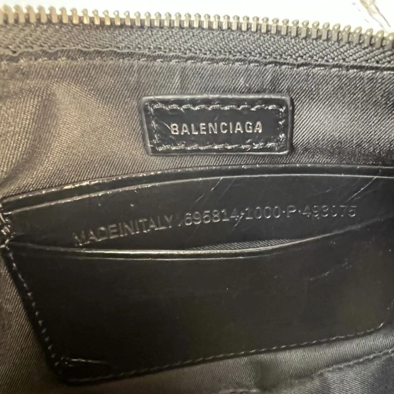 AllSeason Balenciaga Le Cagole Mini Cracked Black with Silver Buckle Bag 78826