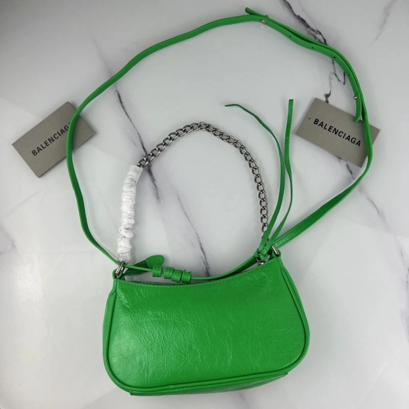EyeCatching Balenciaga Le Cagole Mini Cracked Green Silver Buckle Bag 78812