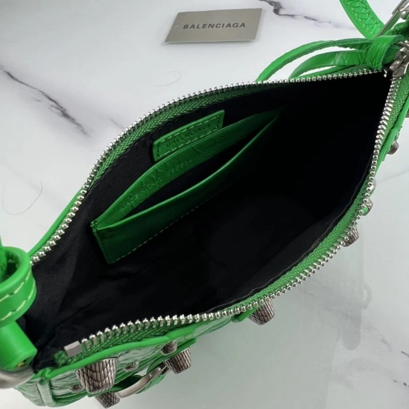 EyeCatching Balenciaga Le Cagole Mini Cracked Green Silver Buckle Bag 78812