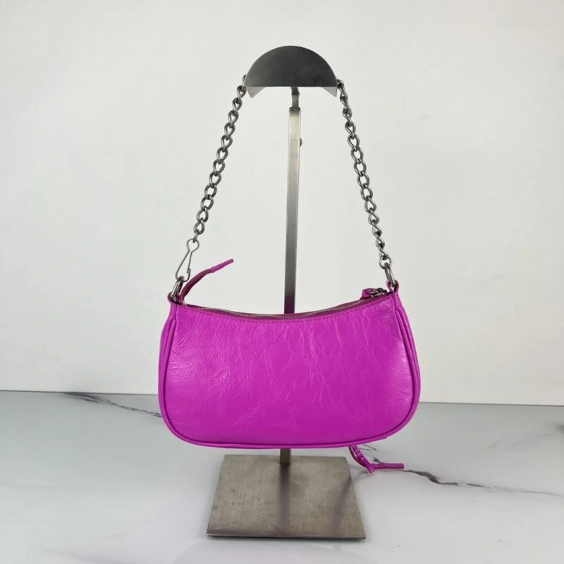 Balenciaga Le Cagole Mini Crocodile Fluorescent Rose Red Bag Versatile 78815