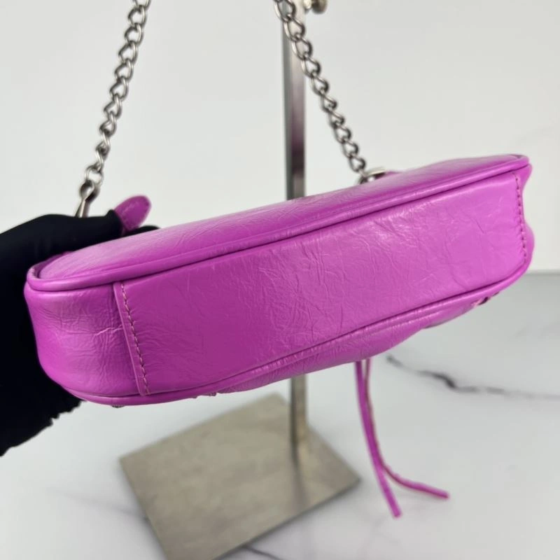 Balenciaga Le Cagole Mini Crocodile Fluorescent Rose Red Bag Versatile 78815