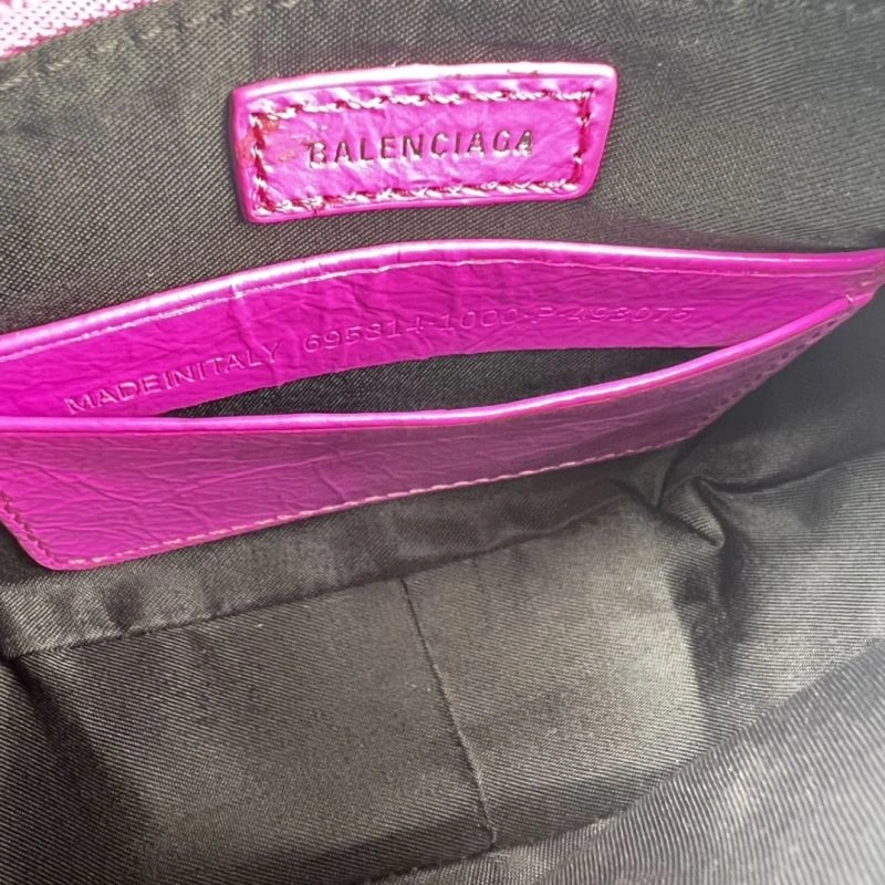 Balenciaga Le Cagole Mini Crocodile Fluorescent Rose Red Bag Versatile 78815