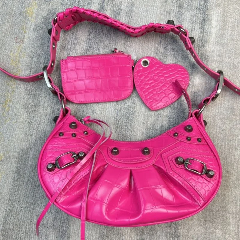 Seasonal Balenciaga Le Cagole Mini Crocodile Half-Moon Bag 38372