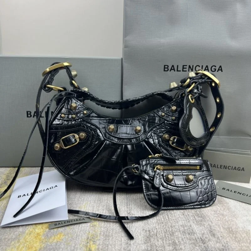 Balenciaga Le Cagole Mini Crocodile Half-Moon Bag Cozy 38357