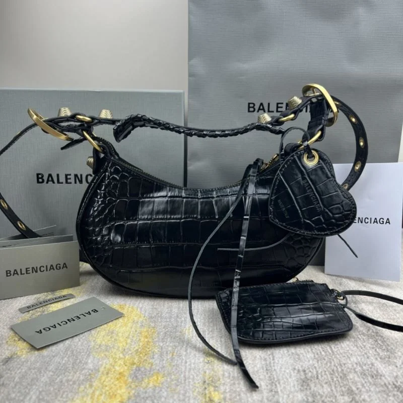 Balenciaga Le Cagole Mini Crocodile Half-Moon Bag Cozy 38357
