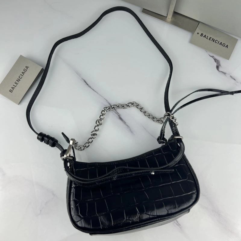 Snug Balenciaga Le Cagole Mini Crocodile Pattern Bag with Silver Buckle 78809