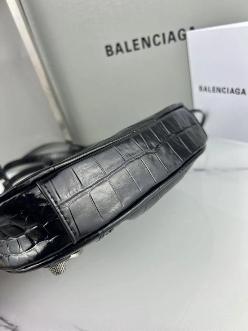 Snug Balenciaga Le Cagole Mini Crocodile Pattern Bag with Silver Buckle 78809