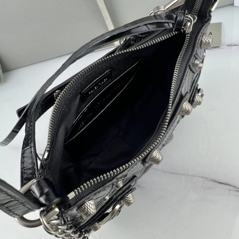 Snug Balenciaga Le Cagole Mini Crocodile Pattern Bag with Silver Buckle 78809