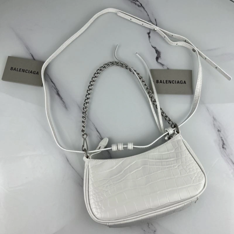 Sporty Balenciaga Le Cagole Mini Crocodile Pattern Bag with Silver Buckle 78820
