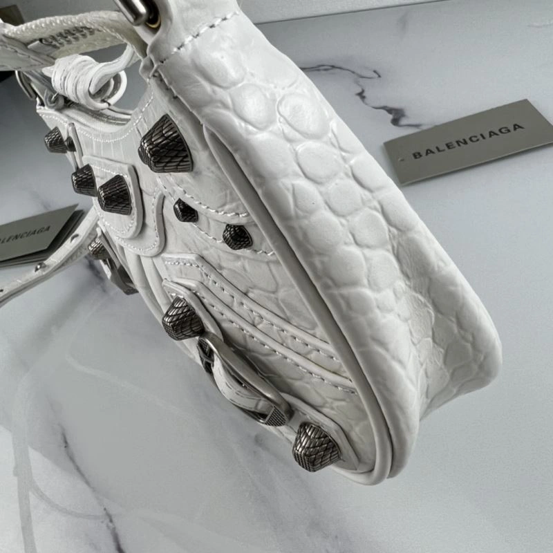 Sporty Balenciaga Le Cagole Mini Crocodile Pattern Bag with Silver Buckle 78820