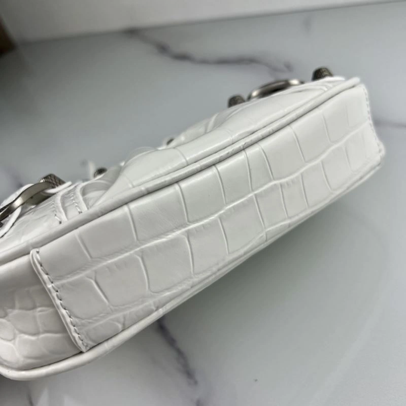 Sporty Balenciaga Le Cagole Mini Crocodile Pattern Bag with Silver Buckle 78820