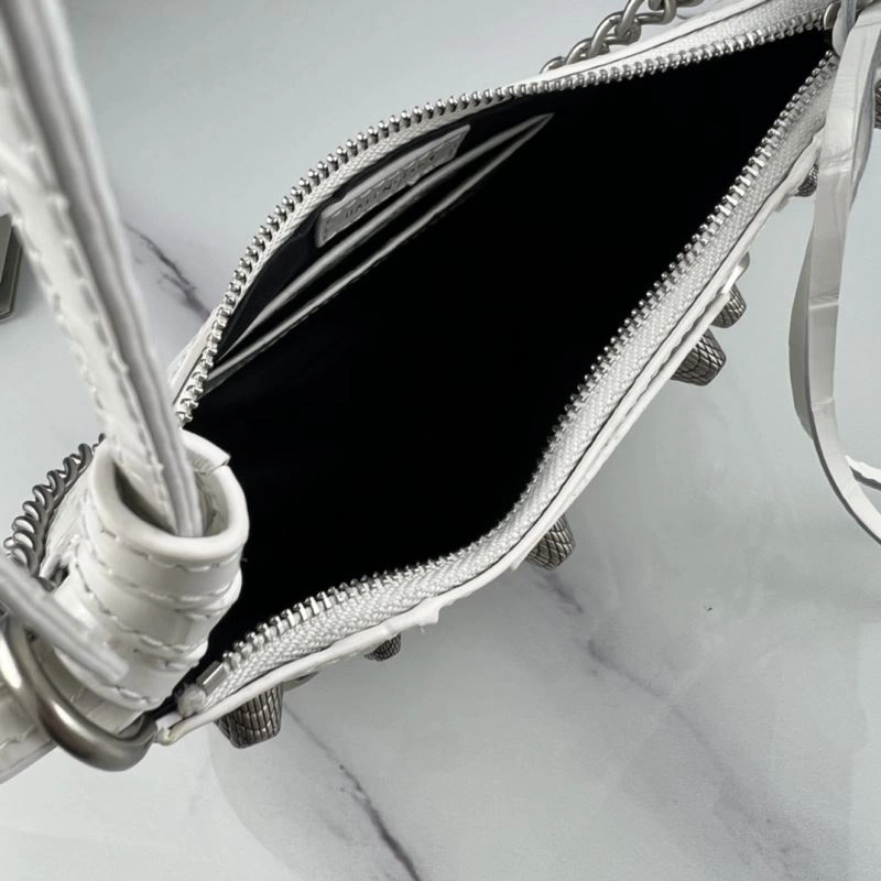 Sporty Balenciaga Le Cagole Mini Crocodile Pattern Bag with Silver Buckle 78820