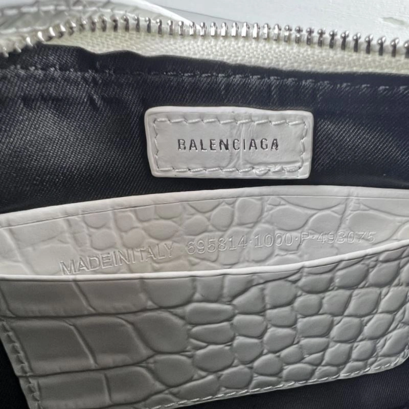 Sporty Balenciaga Le Cagole Mini Crocodile Pattern Bag with Silver Buckle 78820