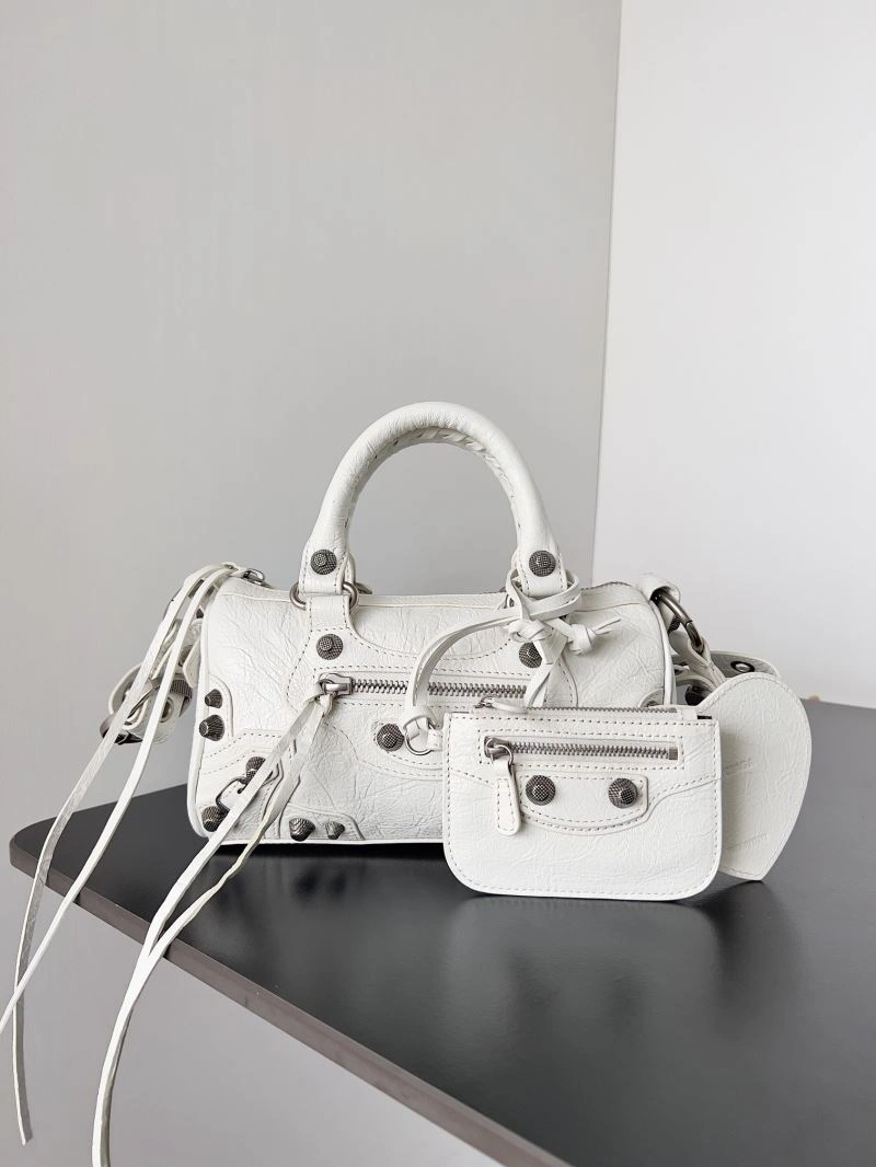 Packable Balenciaga Le Cagole Mini Duffle Bag in Black Lambskin Leather 78768