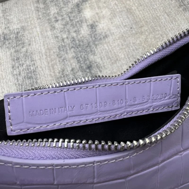 Breathable Balenciaga Le Cagole Mini Dumpling Bag in Purple Crocodile 38370