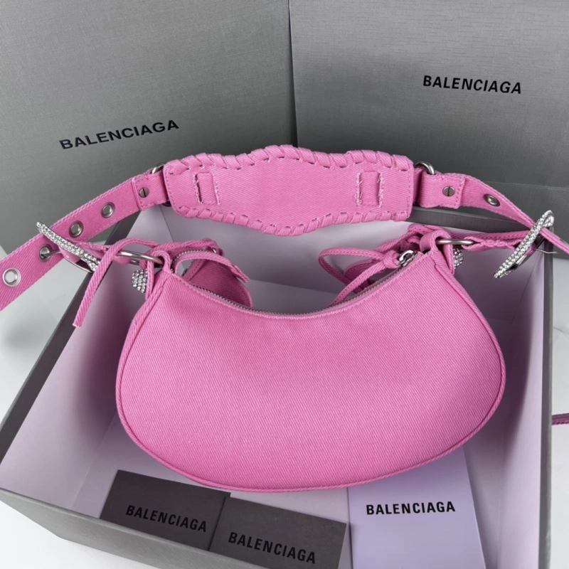 Balenciaga Le Cagole Mini Rhinestone Denim Half-Moon Bag Original 78807