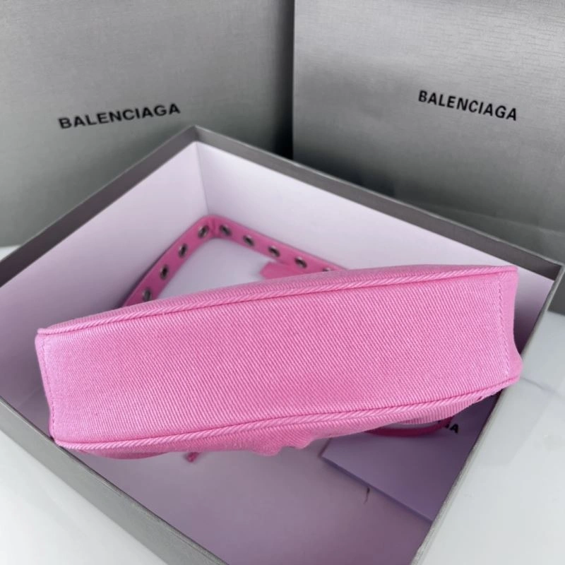 Balenciaga Le Cagole Mini Rhinestone Denim Half-Moon Bag Original 78807