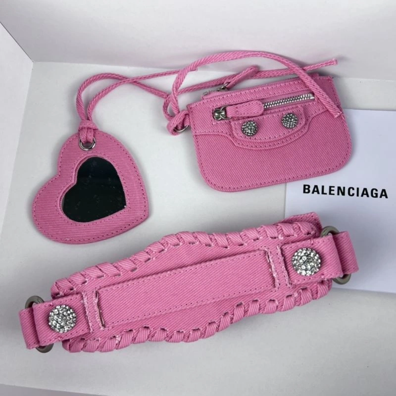 Balenciaga Le Cagole Mini Rhinestone Denim Half-Moon Bag Original 78807