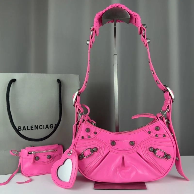 Casual Balenciaga Le Cagole Pink Half-Moon Crossbody Bag 38340