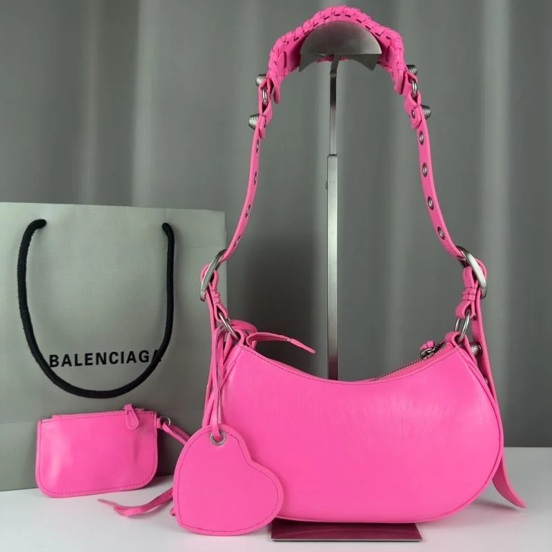 Casual Balenciaga Le Cagole Pink Half-Moon Crossbody Bag 38340