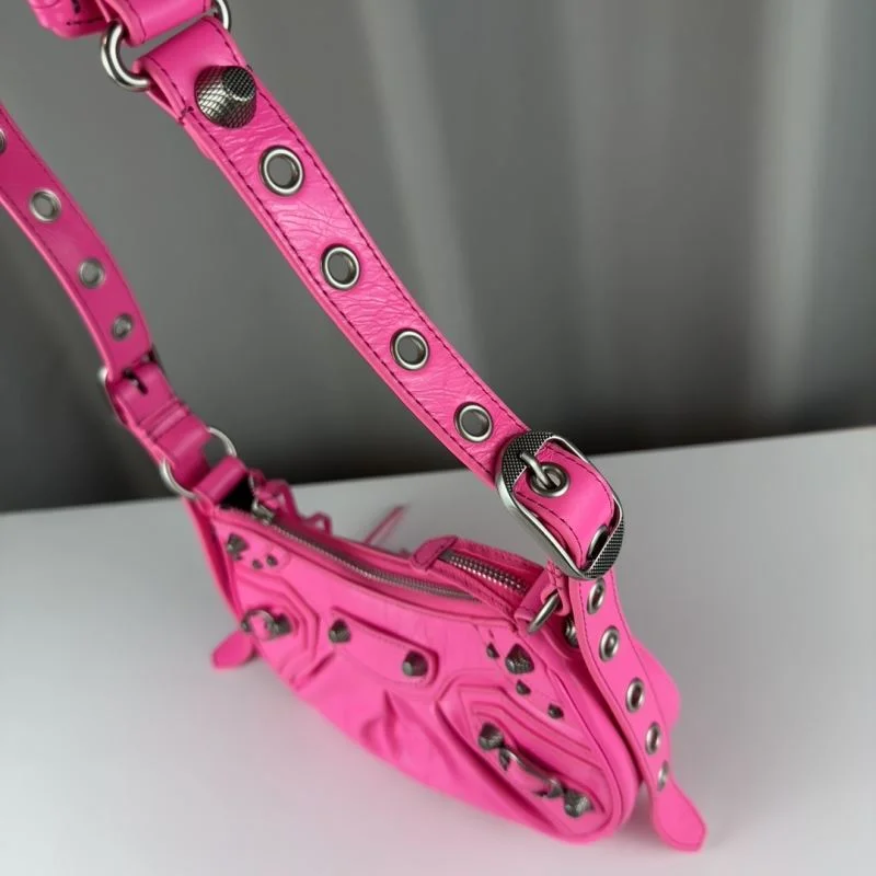 Casual Balenciaga Le Cagole Pink Half-Moon Crossbody Bag 38340