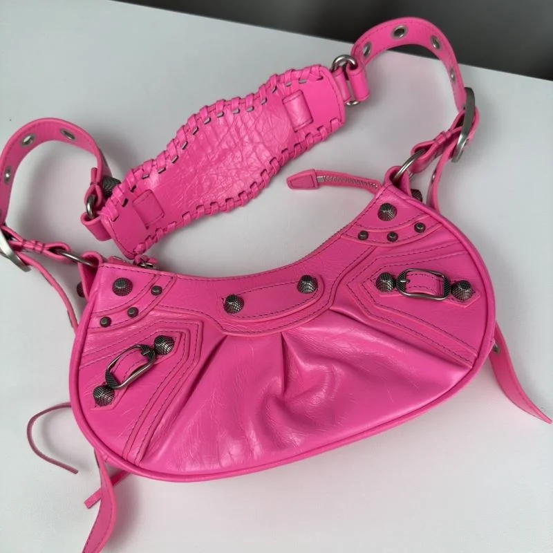 Casual Balenciaga Le Cagole Pink Half-Moon Crossbody Bag 38340