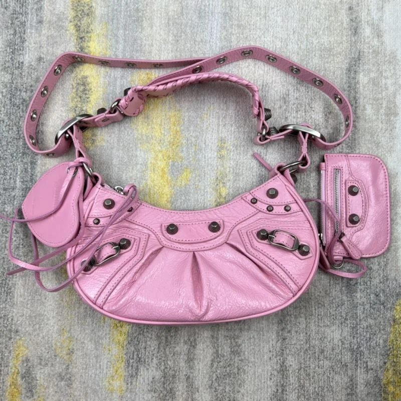 Soft Balenciaga Le Cagole Retro Half-Moon Dumpling Bag 38361