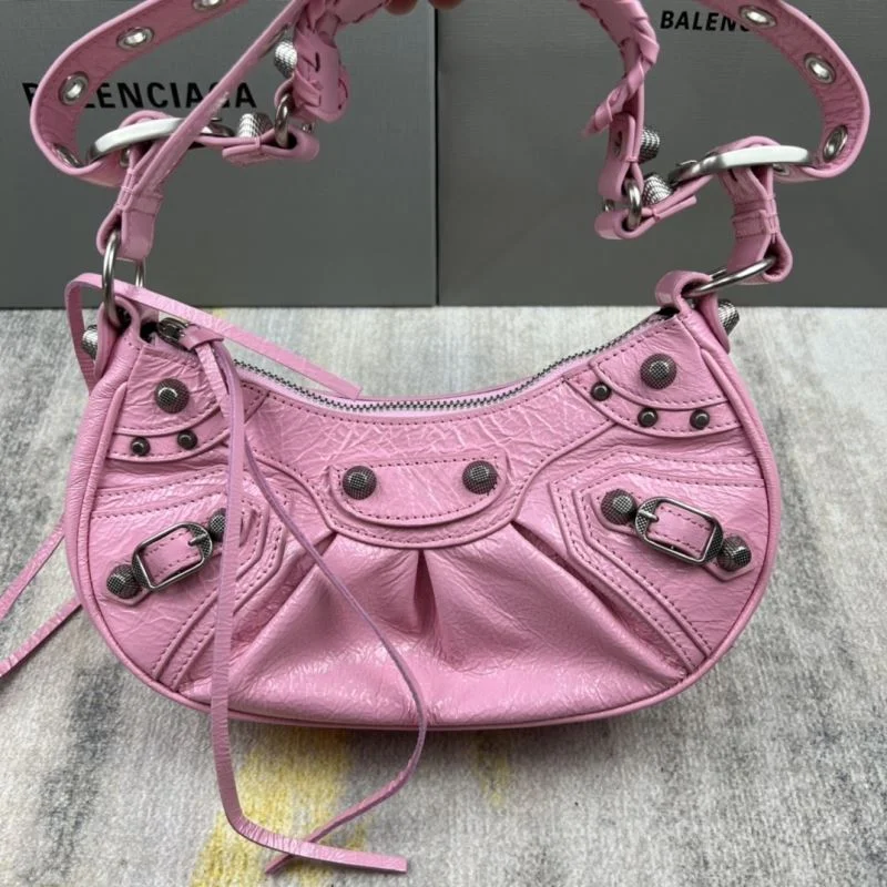 Soft Balenciaga Le Cagole Retro Half-Moon Dumpling Bag 38361