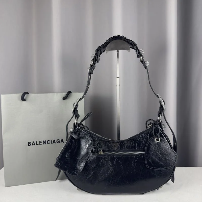 Colorful Balenciaga Le Cagole Rhinestone Half-Moon Crossbody Bag 38387