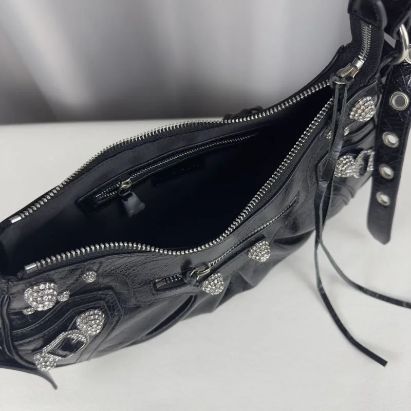 Colorful Balenciaga Le Cagole Rhinestone Half-Moon Crossbody Bag 38387