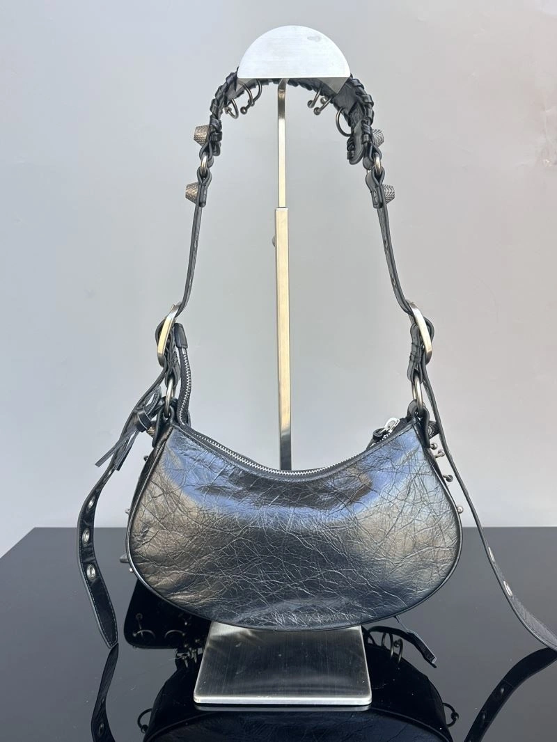 Versatile Balenciaga Le Cagole XS Black Rivet Crescent Shoulder Bag 72711