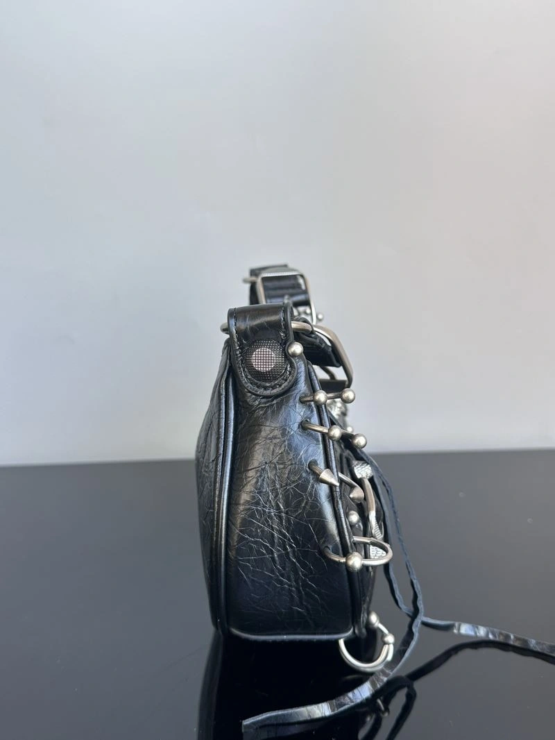 Versatile Balenciaga Le Cagole XS Black Rivet Crescent Shoulder Bag 72711