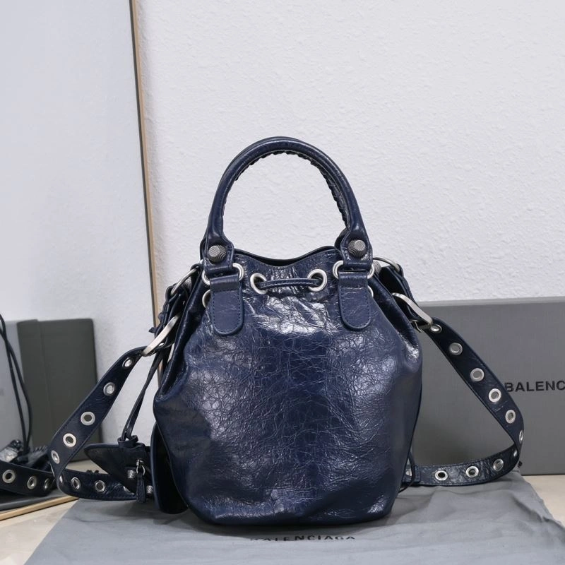 Balenciaga Le Cagoles Distressed Lambskin Bucket Bag with Mirror Flexible 72680