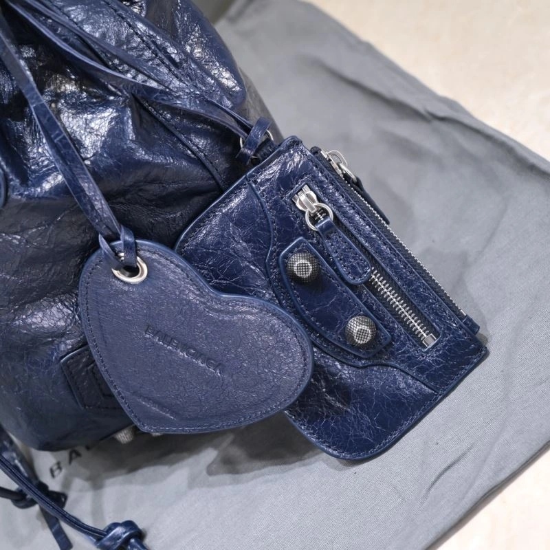 Balenciaga Le Cagoles Distressed Lambskin Bucket Bag with Mirror Flexible 72680