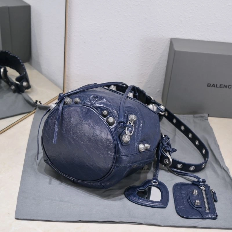 Balenciaga Le Cagoles Distressed Lambskin Bucket Bag with Mirror Flexible 72680