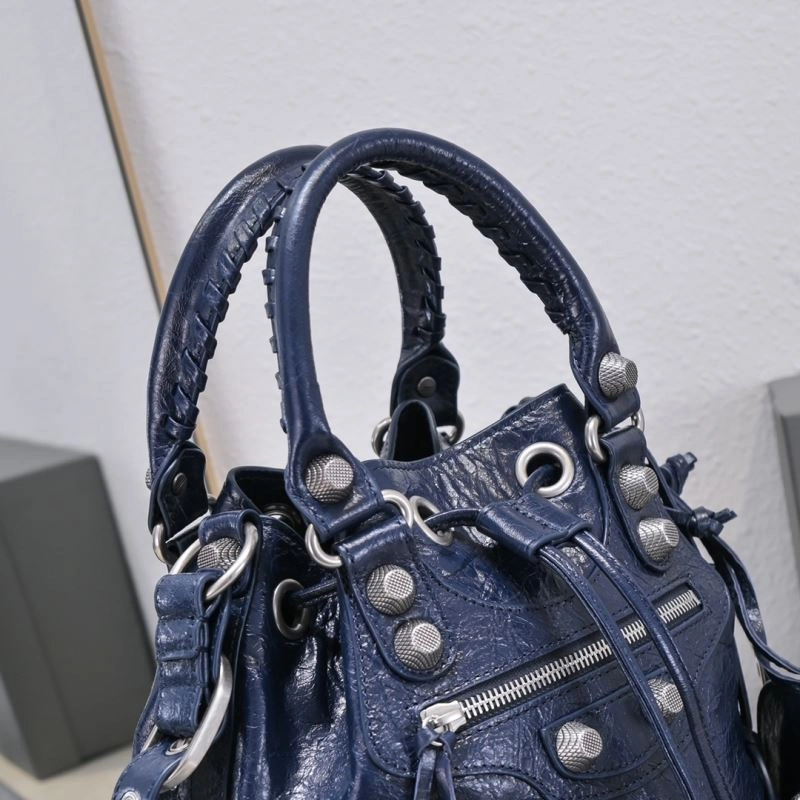 Balenciaga Le Cagoles Distressed Lambskin Bucket Bag with Mirror Flexible 72680