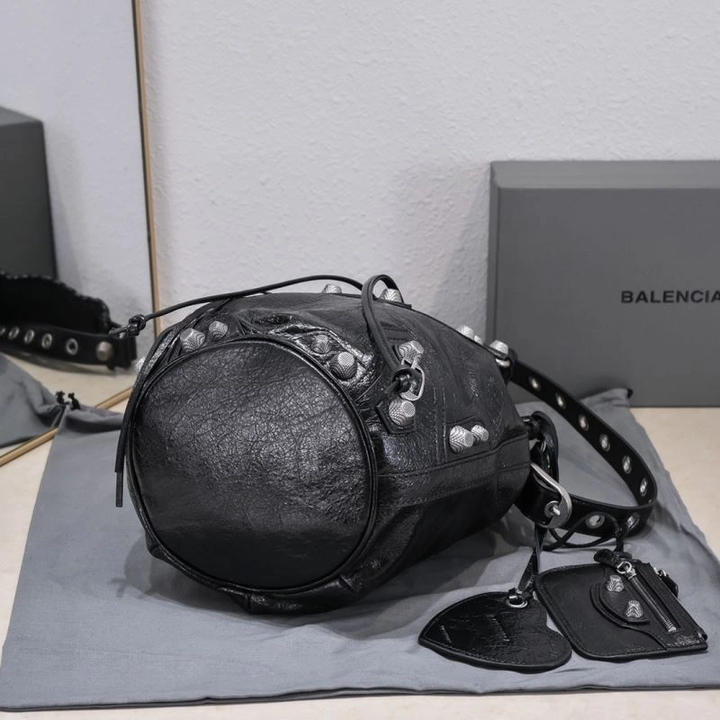 TimelessDesign Balenciaga Le Cagoles Heart Mirror Bucket Bag in Cracked Lambskin 72719