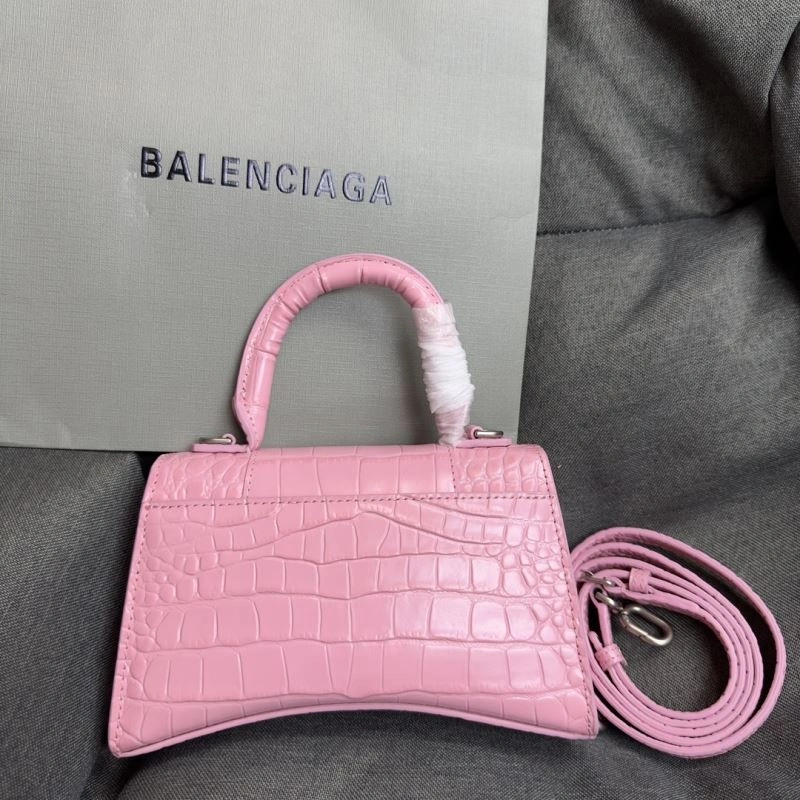 Breathable Balenciaga Light Pink Crocodile Hourglass XS Bag with Silver Buckle 69994