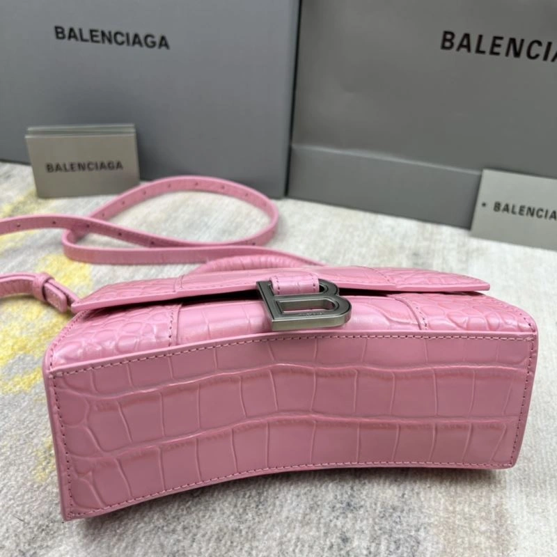 Balenciaga Light Pink Crocodile Pattern Balenciaga Hourglass Bag XS OdorResistant 78723