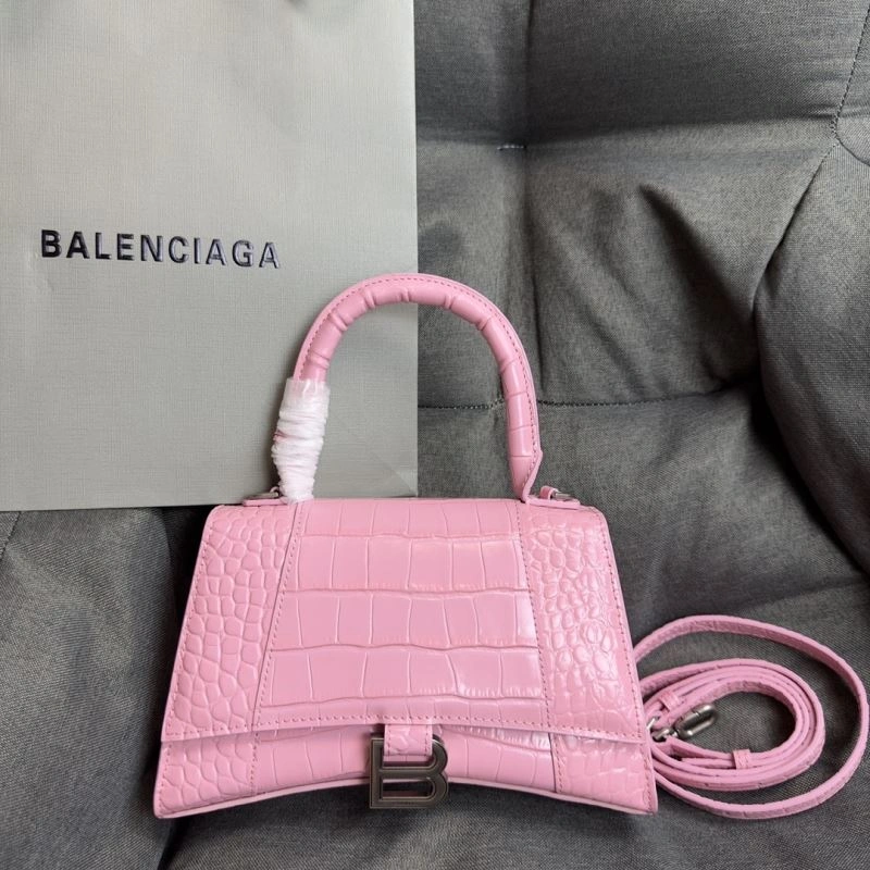 Balenciaga Light Pink Crocodile Pattern Hourglass Bag S Size AllSeason 70037