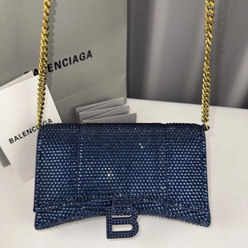 Balenciaga Limited Edition Hourglass Rhinestone Chain Bag Sleek 75314