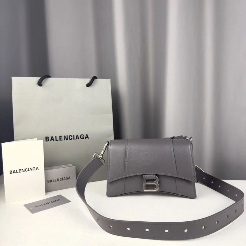 Balenciaga Litchi Grey Hourglass Bag - Unisex  Curved Design Popular 78637
