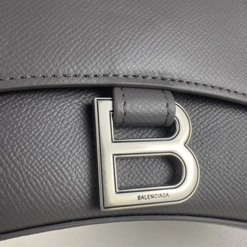 Balenciaga Litchi Grey Hourglass Bag - Unisex  Curved Design Popular 78637