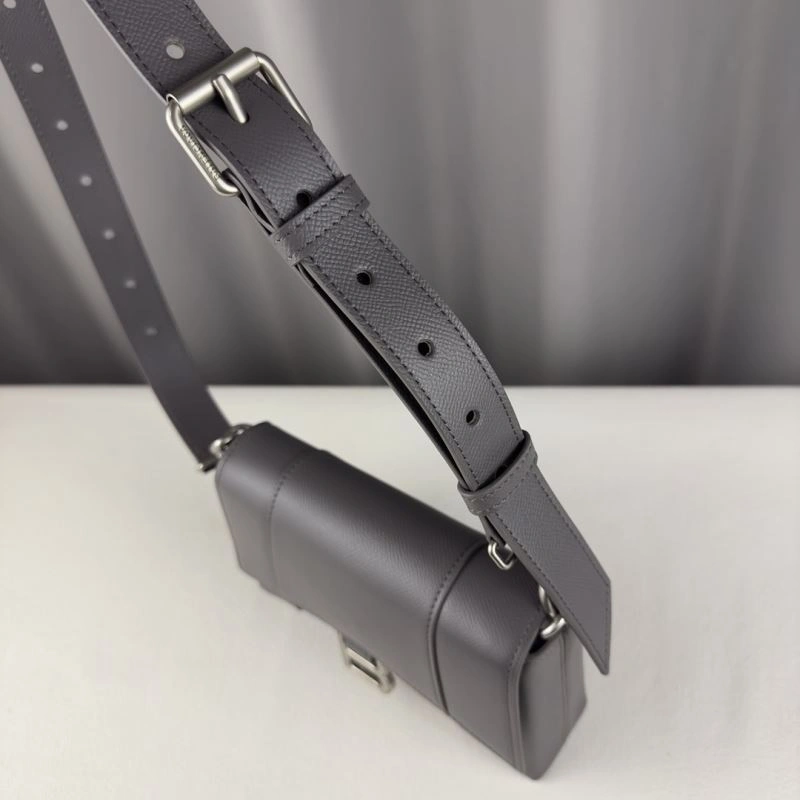 Balenciaga Litchi Grey Hourglass Bag - Unisex  Curved Design Popular 78637