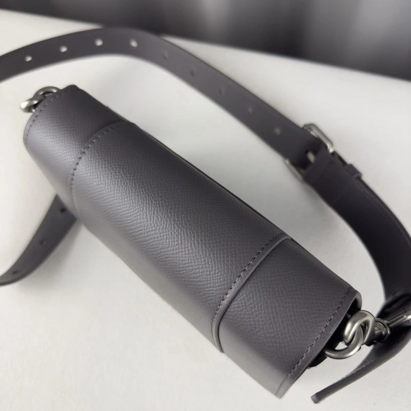 Balenciaga Litchi Grey Hourglass Bag - Unisex  Curved Design Popular 78637