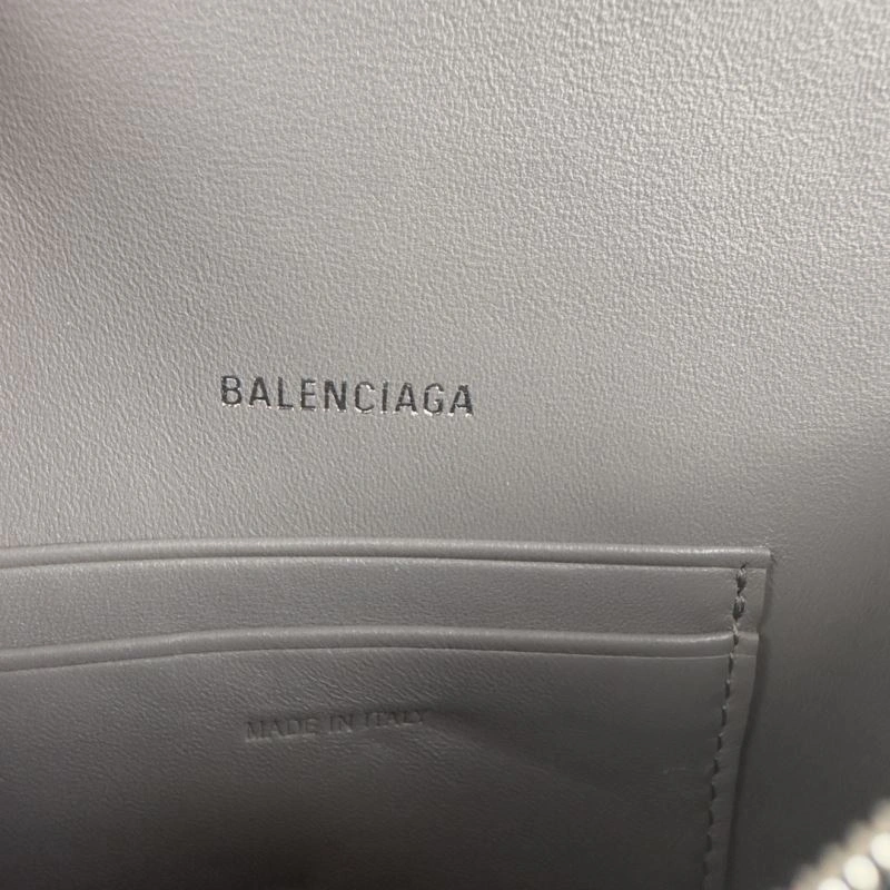 Balenciaga Litchi Grey Hourglass Bag - Unisex  Curved Design Popular 78637