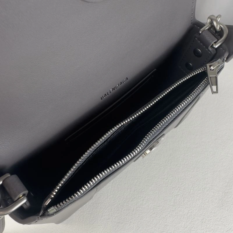 Balenciaga Litchi Grey Hourglass Bag - Unisex  Curved Design Popular 78637
