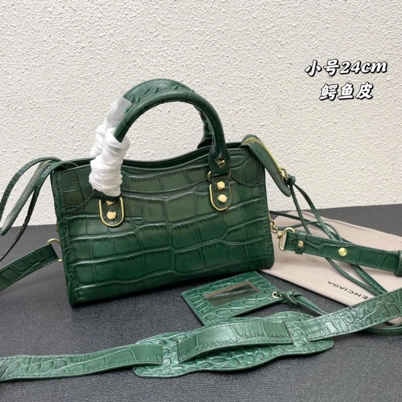 Balenciaga Luxe Crocodile Leather Motorcycle Bag with Gold Accents Snug 72639