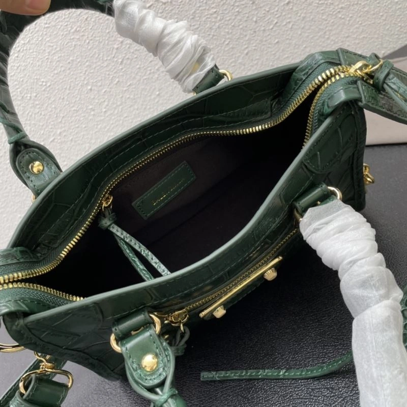 Balenciaga Luxe Crocodile Leather Motorcycle Bag with Gold Accents Snug 72639